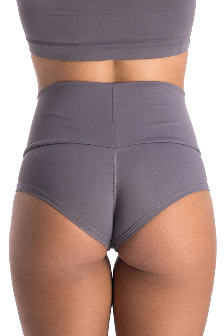 Poledancerka High-Low Brazil Shorts - Grey 2 Poledancerka High-Low Brazil Shorts - Grey