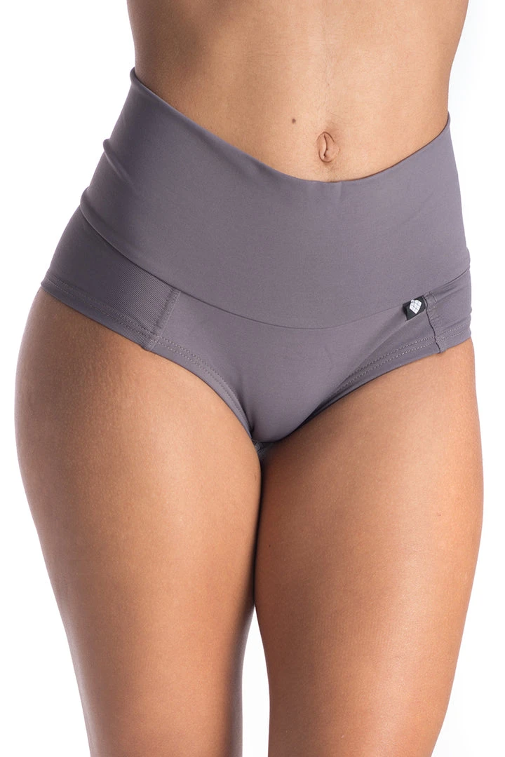 Poledancerka High-Low Brazil Shorts - Grey 1 Poledancerka High-Low Brazil Shorts - Grey