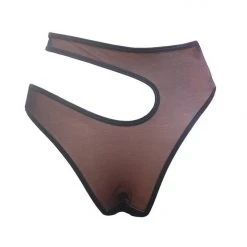 Hamade Activewear Asymmetric Mesh High Cut Bottoms - Black/Sand