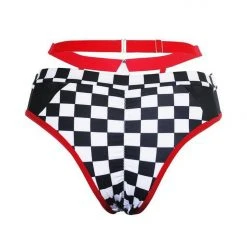 All Pole Wear Hamade Activewear Strappy High Waisted Bottoms - Checkered Print