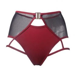 All Pole Wear Hamade Activewear High Waisted Mesh Garter Bottoms - Brick Red 14 All Pole Wear Hamade Activewear High Waisted Mesh Garter Bottoms - Brick Red