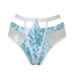 All Pole Wear Hamade Activewear Strappy High Waisted Bottoms - Aqua Snake