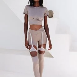 Creatures Of XIX Confession Garter Leggings - Bronzed