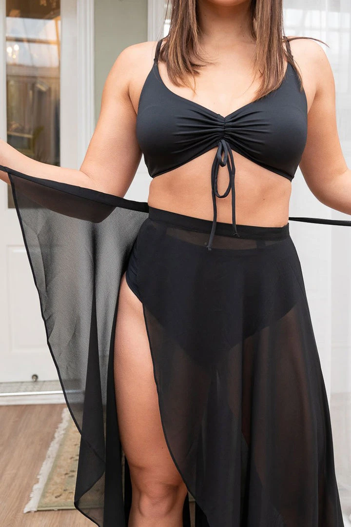 Lunalae High Waist Wrap Dance Skirt - Black 5 Lunalae High Waist Wrap Dance Skirt - Black