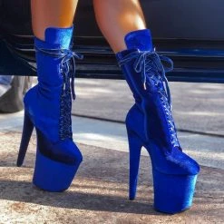 Hella Heels BabyDoll Velvet 8inch Boots - King Pin