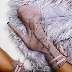 Shoes Hella Heels High BabyDoll 8inch Boots - Lilac Mink