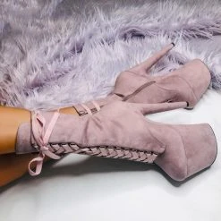 Shoes Hella Heels High BabyDoll 8inch Boots - Lilac Mink