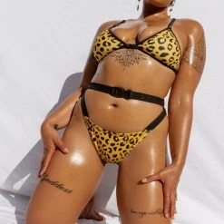 Creatures Of XIX Buckle Up Bottoms - Yellow Leopard All Pole Wear