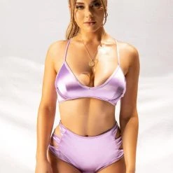 Creatures Of XIX Aphrodite High Waist Bottoms - Lilac Satin Back In Stock
