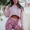 Rolling Garter Sweatshirt - Rosé