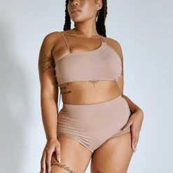 Creatures Of XIX LuxLounge One Shoulder Illusion Top - Taupe All Pole Wear