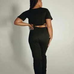 Plus Size Pole Wear Creatures Of XIX Oversized Jogger Bottoms - Black