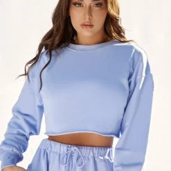 Creatures Of XIX Oversized Cropped Jumper - Powder Blue Plus Size Pole Wear