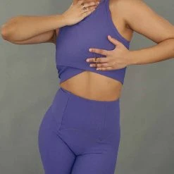 All Pole Wear Creatures Of XIX Move It Ribbed Corset Biker Shorts - Violet Dusk