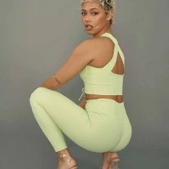 Creatures Of XIX Move It Ribbed Corset Crop - Appletini All Pole Wear