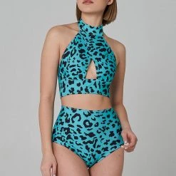 Shark Polewear High Waist Shorts - Blue Leopard All Pole Wear