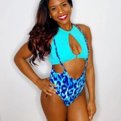 Hamade Activewear High Waisted Sling Bottoms - Blue Leopard All Pole Wear