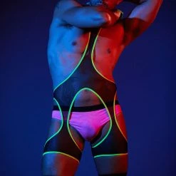 Rolling Peek-A-Boo Harness - Neon Plus Size Pole Wear 6 Rolling Peek-A-Boo Harness - Neon Plus Size Pole Wear