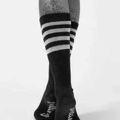Accessories Rolling Calf High Socks - Black And White Striped