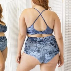 Lunalae Delphine Shorts - Gunmetal Velvet 14 Lunalae Delphine Shorts - Gunmetal Velvet