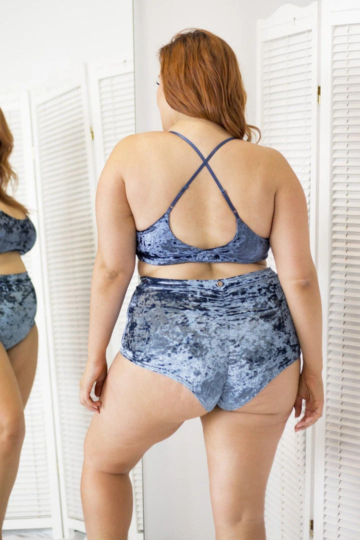 Lunalae Delphine Shorts - Gunmetal Velvet 4 Lunalae Delphine Shorts - Gunmetal Velvet