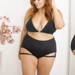 Most Loved Lunalae Lure You High Waisted Garter Shorts - Black