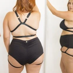 Most Loved Lunalae Lure You High Waisted Garter Shorts - Black