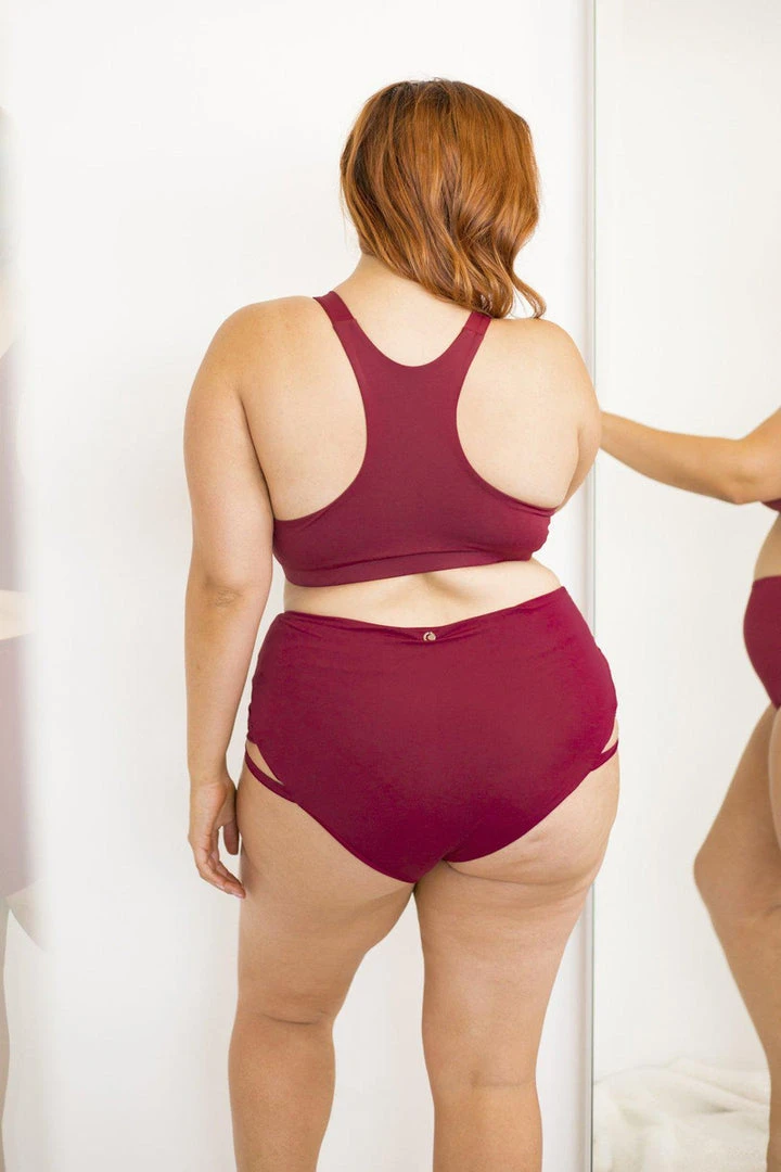 Lunalae High Waist Cross Section Shorts - Wine 6 Lunalae High Waist Cross Section Shorts - Wine