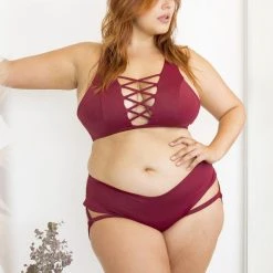 Lunalae Lure You Low-Rise Garter Shorts - Wine All Pole Wear