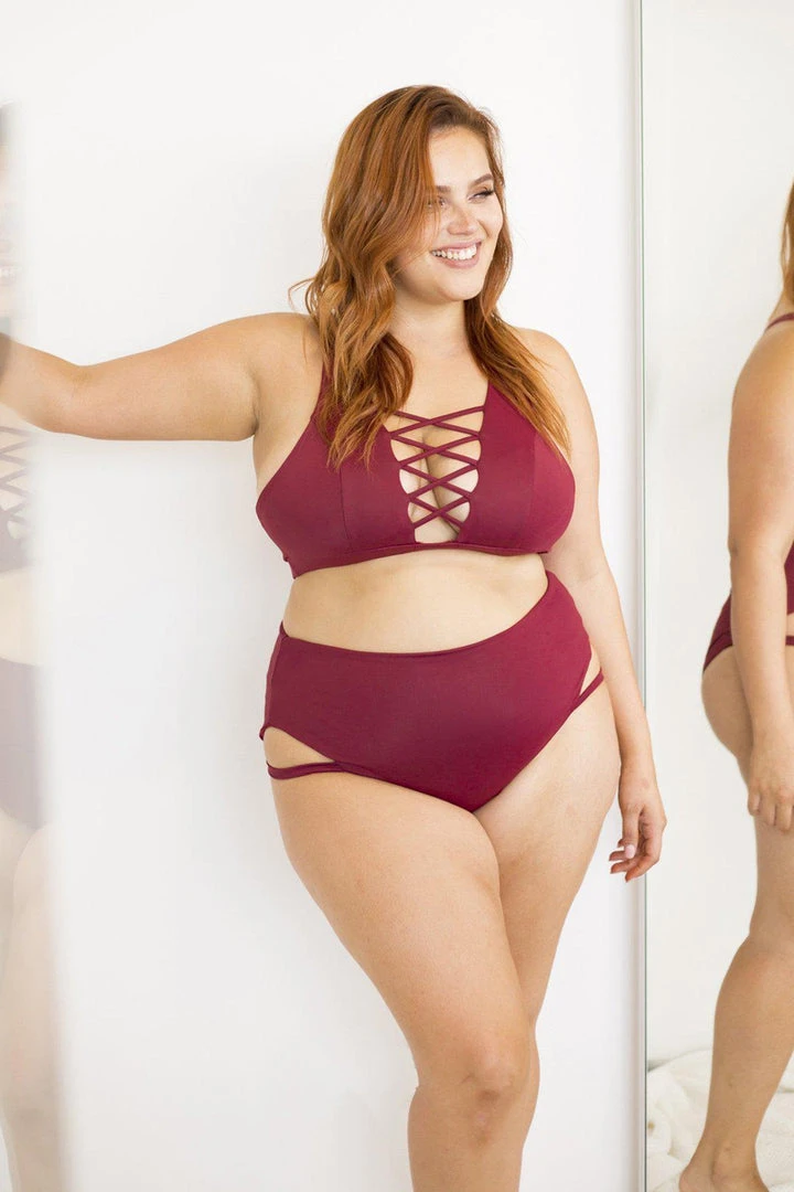 Lunalae Khloe High Waisted Shorts - Wine 5 Lunalae Khloe High Waisted Shorts - Wine