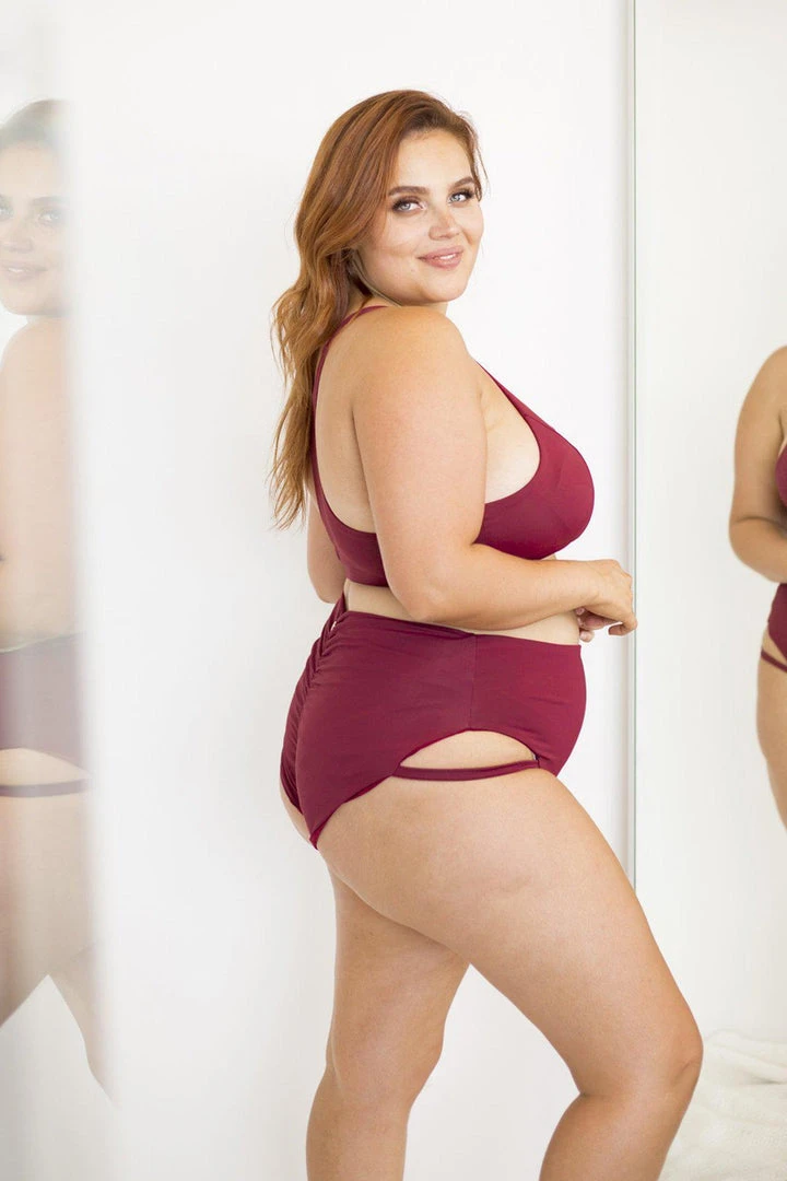 Lunalae Khloe High Waisted Shorts - Wine 6 Lunalae Khloe High Waisted Shorts - Wine