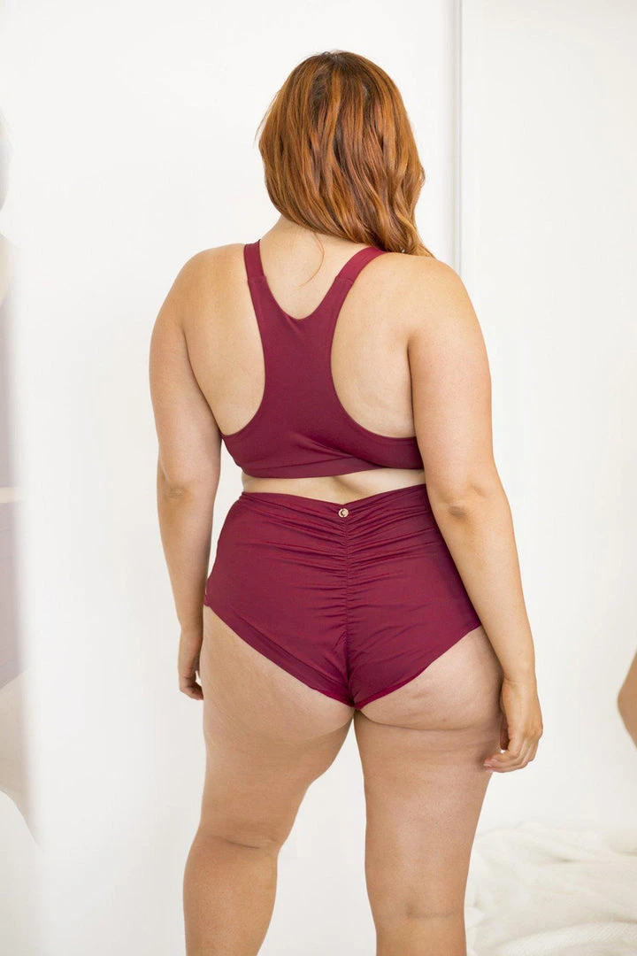 Lunalae Khloe High Waisted Shorts - Wine 7 Lunalae Khloe High Waisted Shorts - Wine