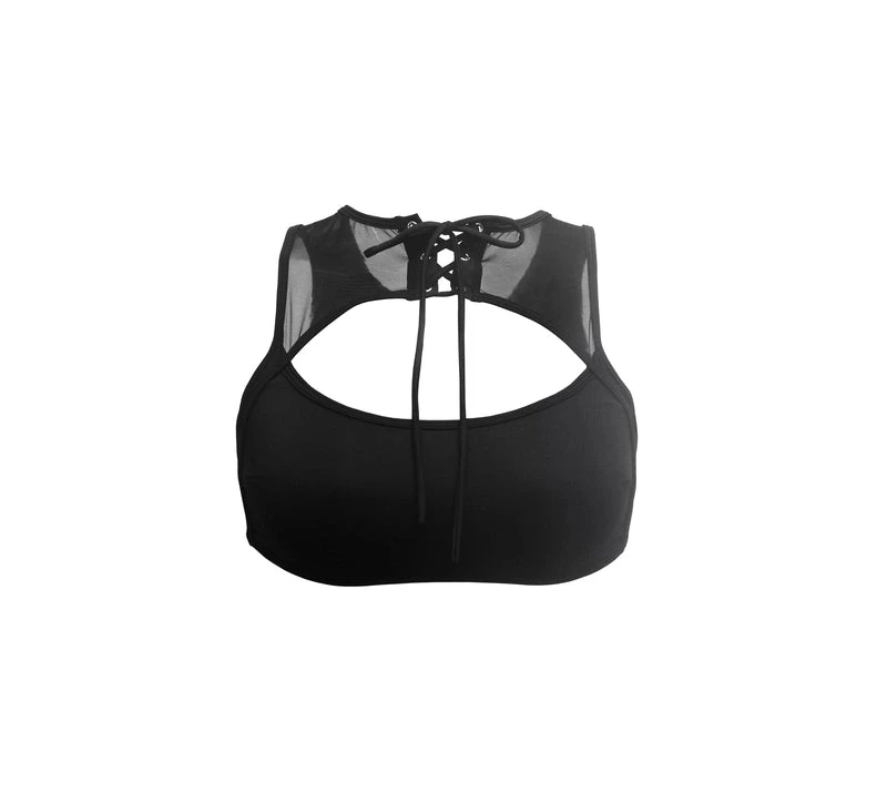 All Pole Wear Hamade Activewear Lace Up High Neck Top - Black 10 All Pole Wear Hamade Activewear Lace Up High Neck Top - Black