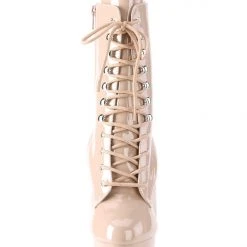 Pleaser USA Adore-1020 7inch Pleaser Boots - Patent Beige Shoes