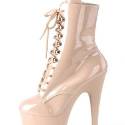 Pleaser USA Adore-1020 7inch Pleaser Boots - Patent Beige Shoes