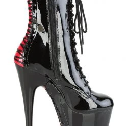 Pleaser USA Adore-1020FH 7inch Pleaser Boots - Black/Red Corset