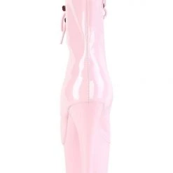 Pleaser USA Adore-1021 7inch Pleaser Peep Toe Boots - Patent Baby Pink Shoes