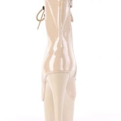Shoes Pleaser USA Adore-1021 7inch Pleaser Peep Toe Boots - Patent Beige