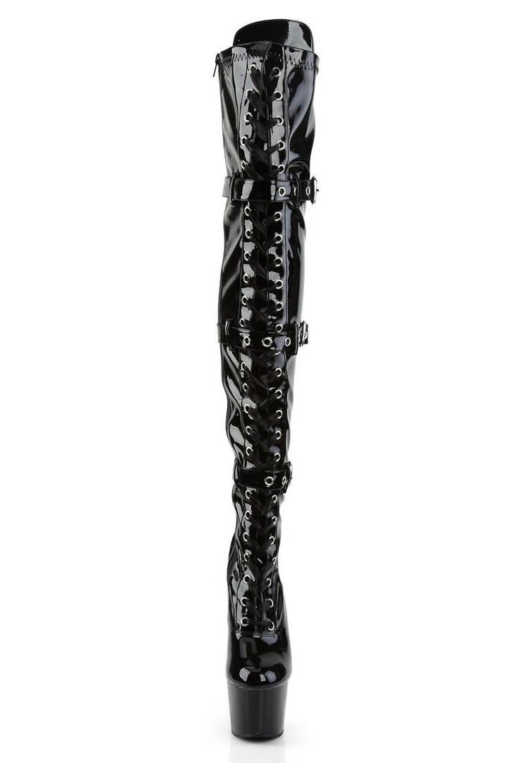Shoes Pleaser USA Adore-3028 7inch Thigh High Pleaser Boots - Patent Black 2 Shoes Pleaser USA Adore-3028 7inch Thigh High Pleaser Boots - Patent Black