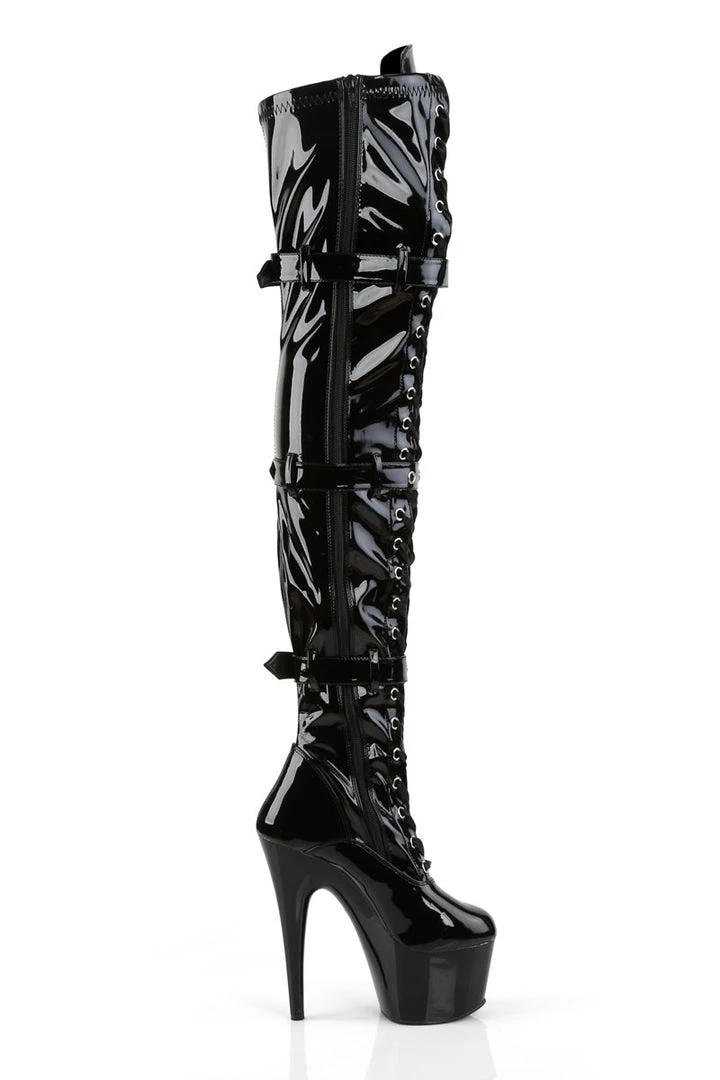Shoes Pleaser USA Adore-3028 7inch Thigh High Pleaser Boots - Patent Black 5 Shoes Pleaser USA Adore-3028 7inch Thigh High Pleaser Boots - Patent Black