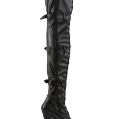 Pleaser USA Adore-3028 7inch Thigh High Pleaser Boots - Matte Black