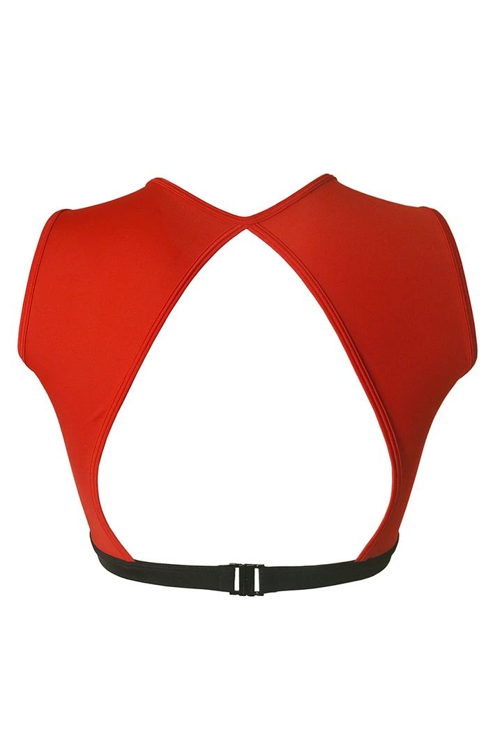 Hamade Activewear Eyelet High Neck Top - Scarlet/Black All Pole Wear 4 Hamade Activewear Eyelet High Neck Top - Scarlet/Black All Pole Wear