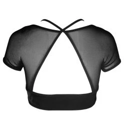 Hamade Activewear Mesh Hollow Front Crop Top - Black
