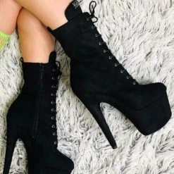 Hella Heels BabyDoll 7inch Boots - Black Back In Stock