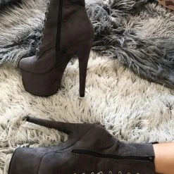 Hella Heels BabyDoll 7inch Boots - Dark Grey