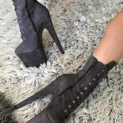 Shoes Hella Heels BabyDoll 8inch Boots - Dark Grey