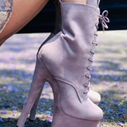 Hella Heels BabyDoll 8inch Boots - Lilac Mink 11 Hella Heels BabyDoll 8inch Boots - Lilac Mink