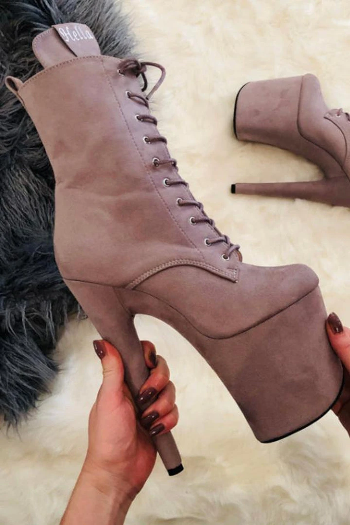 Hella Heels BabyDoll 8inch Boots - Lilac Mink 6 Hella Heels BabyDoll 8inch Boots - Lilac Mink