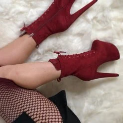 Hella Heels BabyDoll 8inch Boots - Dark Red