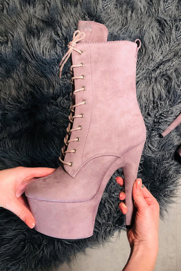 Hella Heels BabyDoll 7inch Boots - Lilac Mink 1 Hella Heels BabyDoll 7inch Boots - Lilac Mink